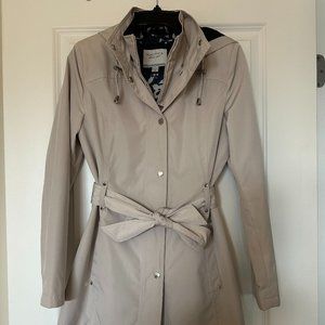 Nautica Women's Hooded Raincoat with Belt Jacket